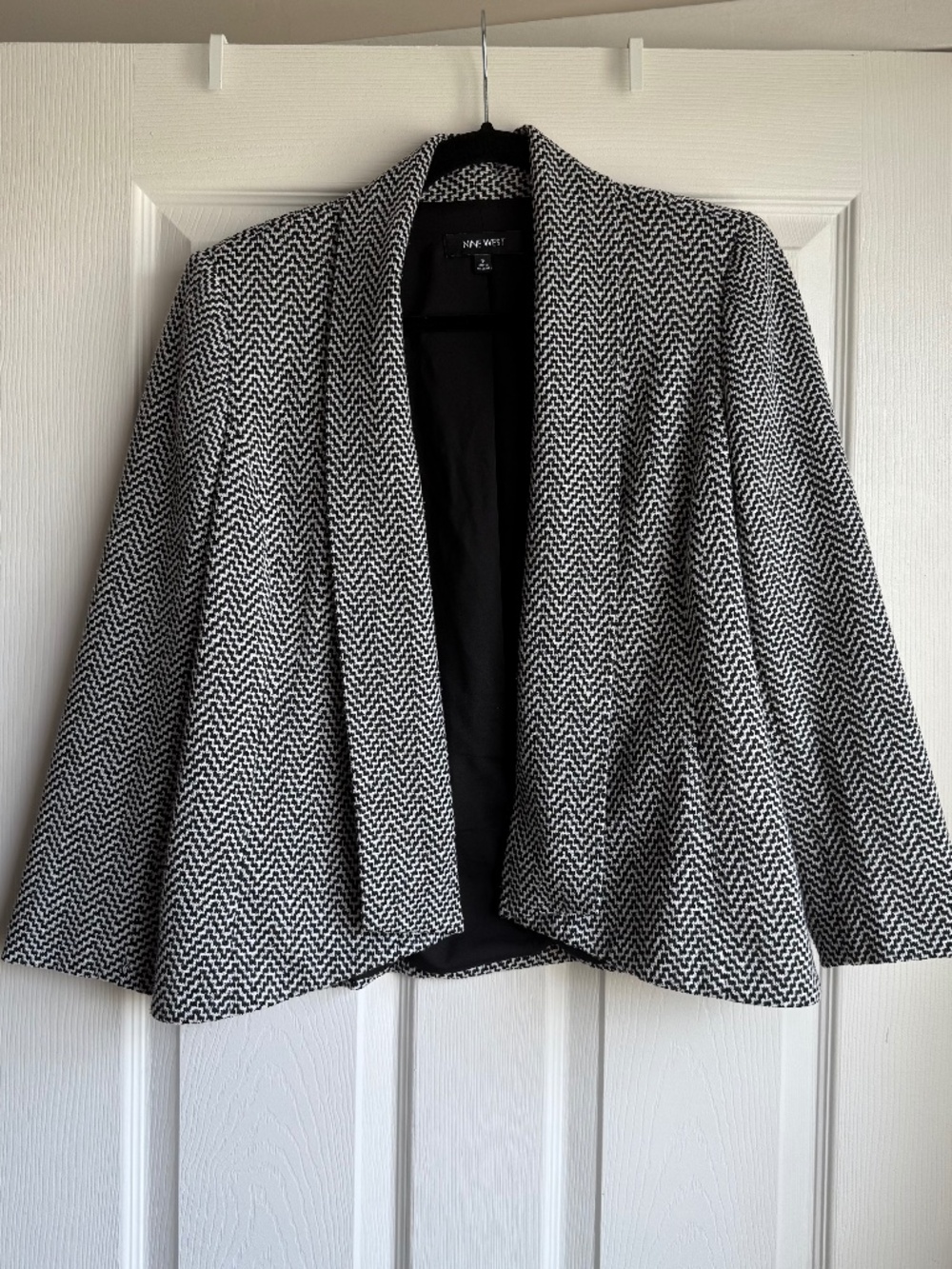 Nine West Open Front Chevron Shawl Collar Blazer Jacket - Size 6